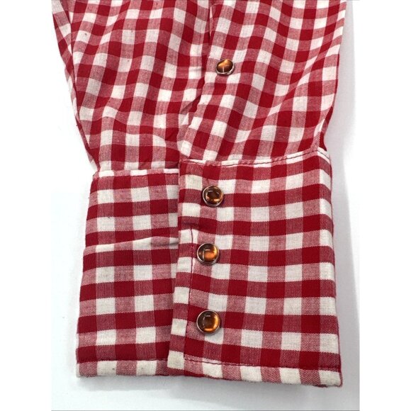 Vintage Sears Western Wear Cowboy Shirt Mens XL Red Rockabilly Pearl Snap Fringe - Picture 3 of 16